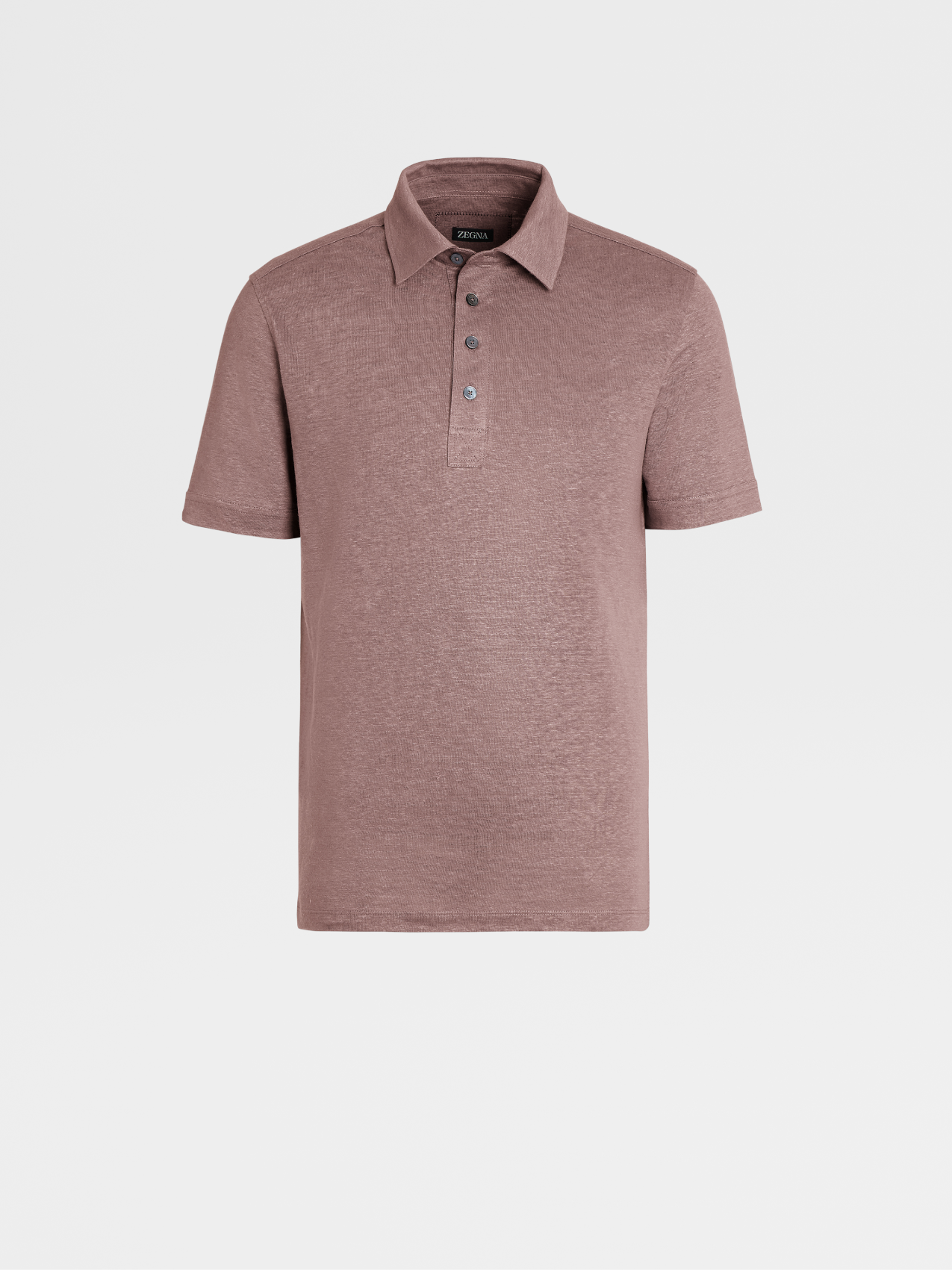 浅酒红色亚麻短袖 Polo 衫